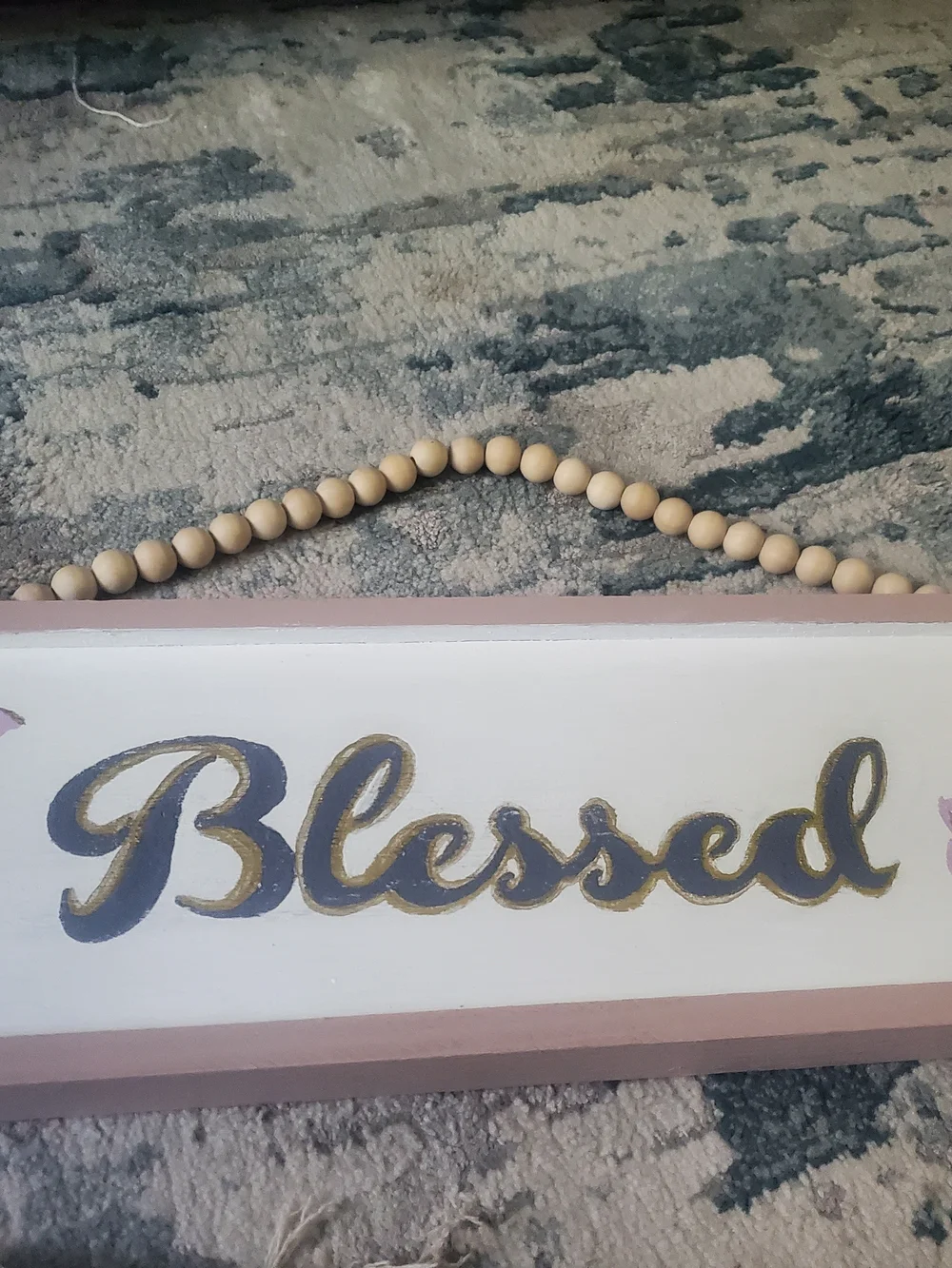 Blessed Wooden Wall Plaque - White & Pink